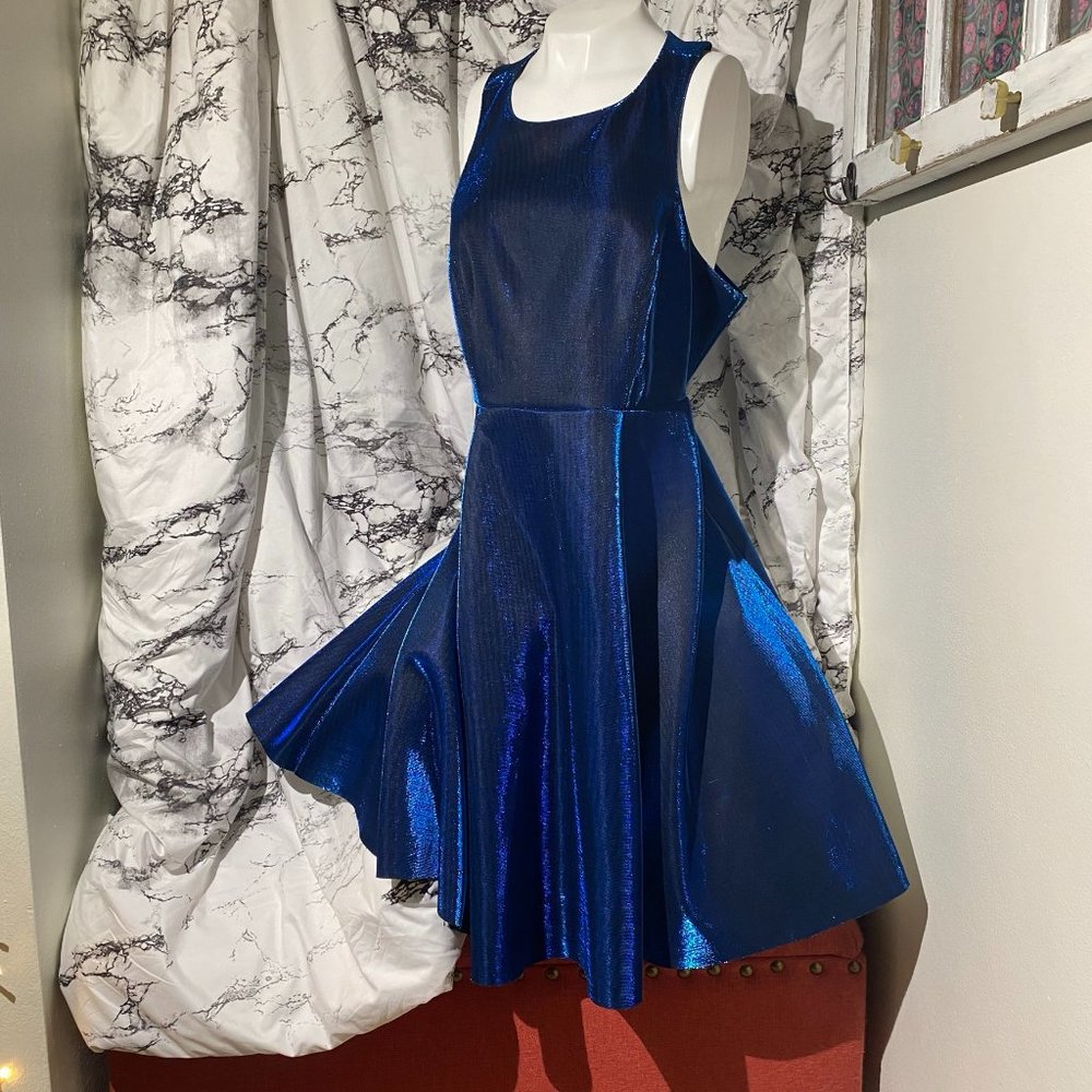 Torrid Metallic Iridescent Blue Racerback Dress